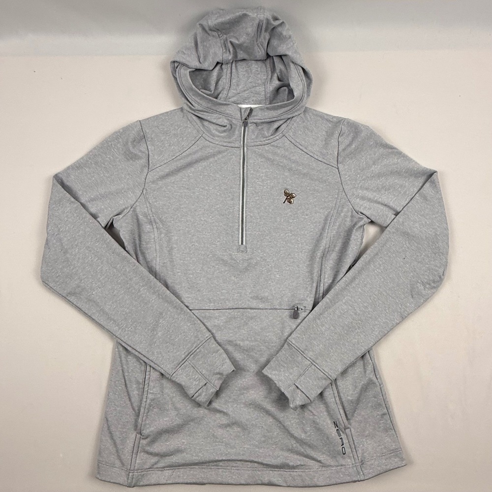Zero Restriction Womens Gray 1/4 Zip Hoodie Old Edwards Inn Acorn Logo Small